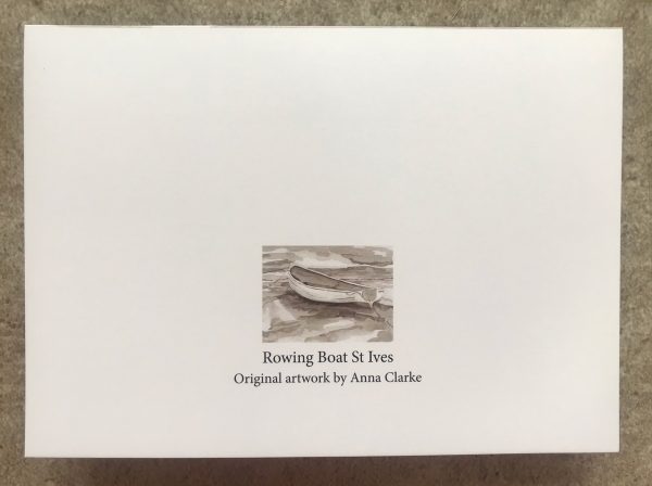 Rowing Boat St Ives Harbour Mono - Greetings Card Back